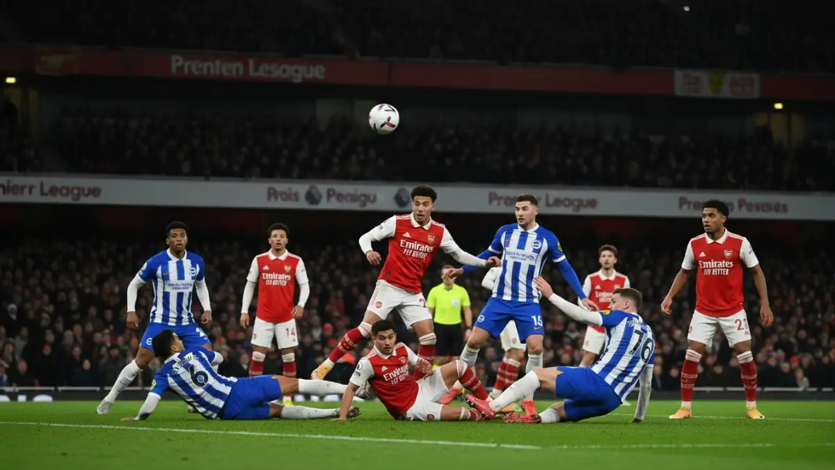Arsenal vs Brighton intense Premier League action inside the box