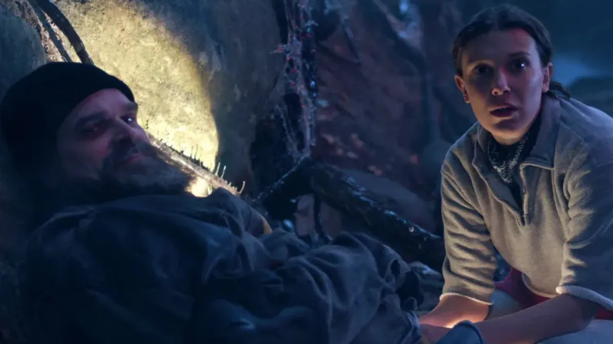 David Harbour and Millie Bobby Brown emotional bond during Stranger Things finale.