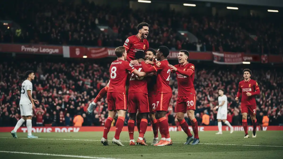 Liverpool vs Wolves Anfield match celebration