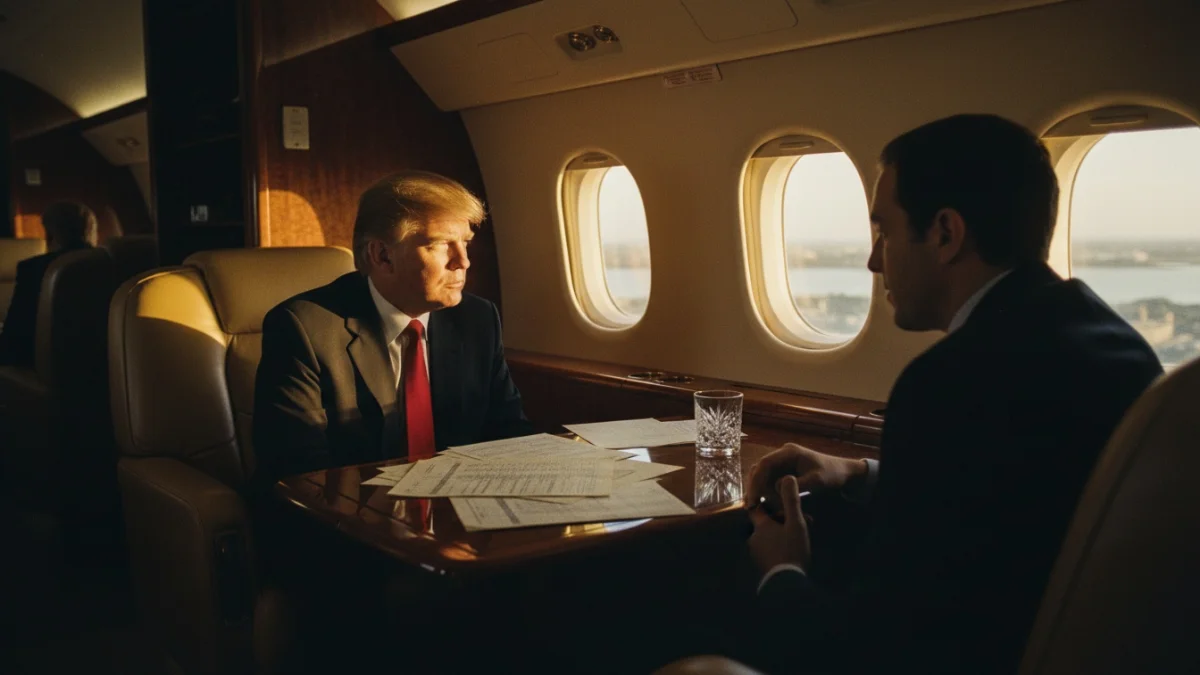 A private jet on a dark runway symbolizing the Epstein flight log controversy.