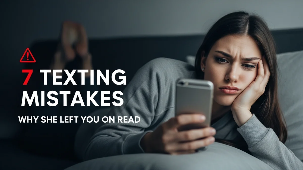 A bored girl rolling her eyes at a text message, representing attraction-killing texting mistakes.