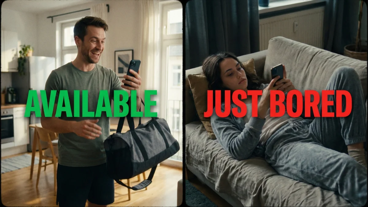 Guy excited about text vs Girl texting because she is bored