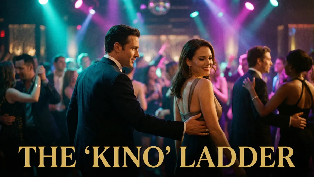 Man placing hand on woman's lower back to guide her, demonstrating the Kino escalation ladder.